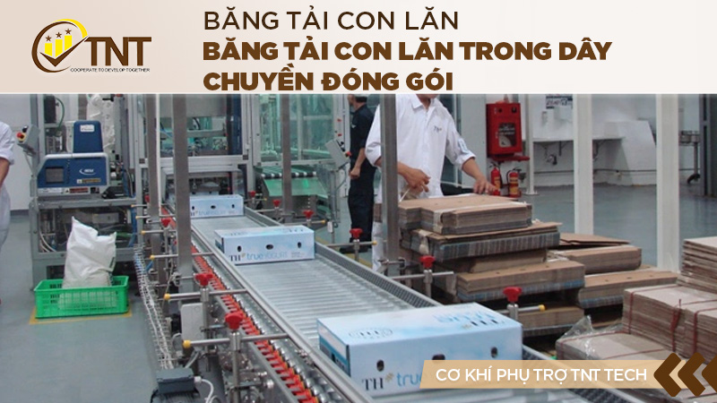 Băng tải con lăn trong dây chuyền đóng gói