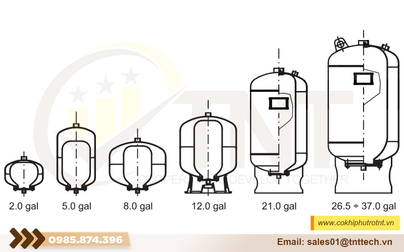Kích thước bình tích áp