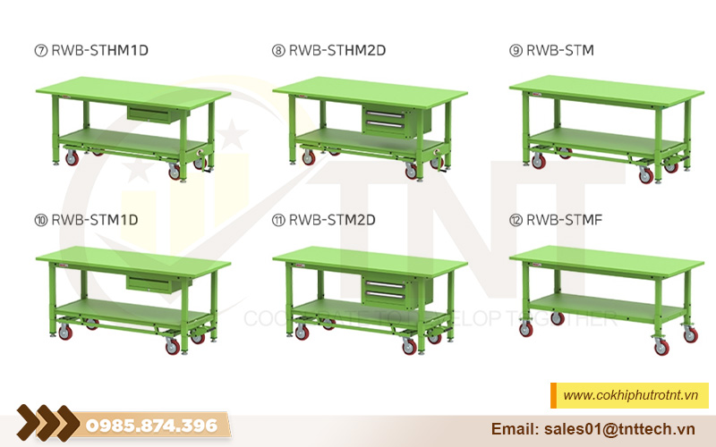 Các loại bàn thao tác khung thép