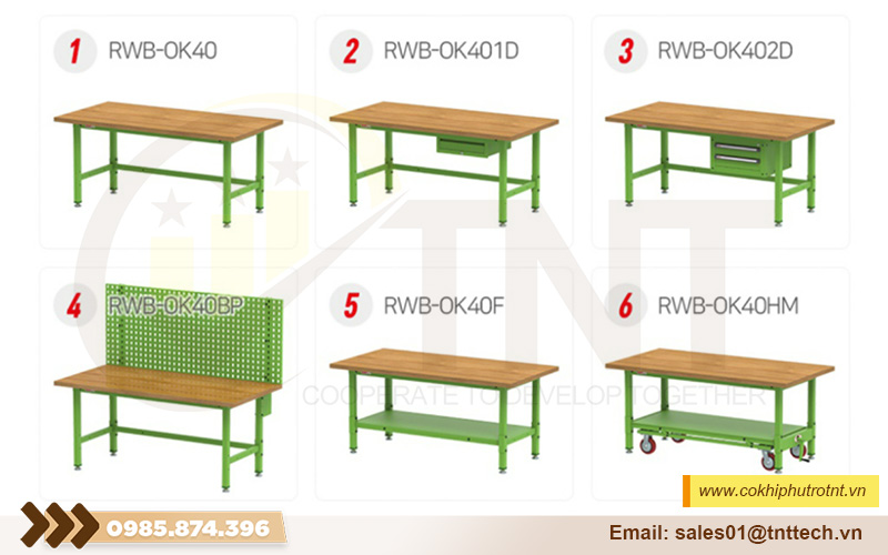 Các loại bàn thao tác khung thép