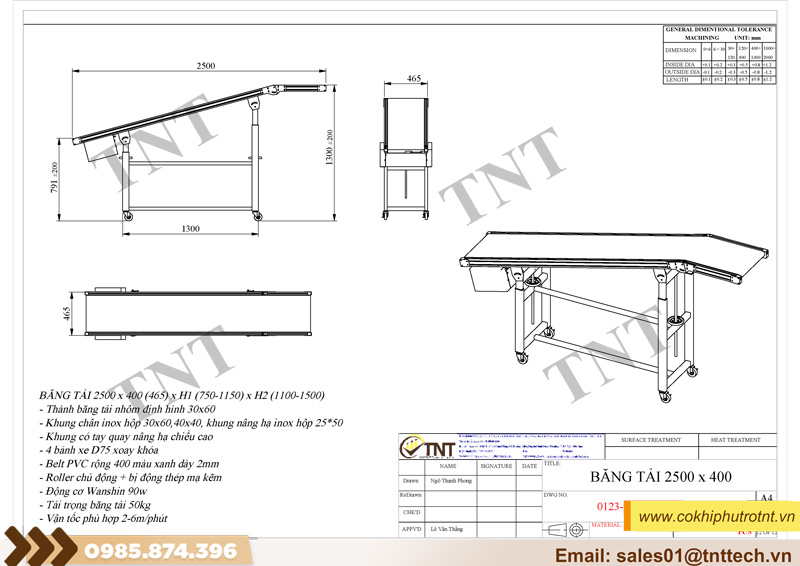 Cấu tạo của băng tải nghiêng